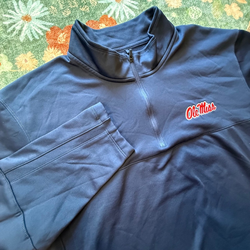 Nike Golf Ole Miss Rebels Therma-FIT Navy Blue Quarter Zip Pullover Mens XL